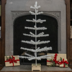 48" Ivory Feather Tree With Wood Base