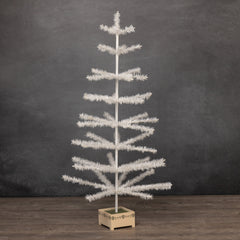 48" Ivory Feather Tree With Wood Base