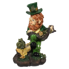 5.25" Resin Leprechaun Statue With Gold Accents