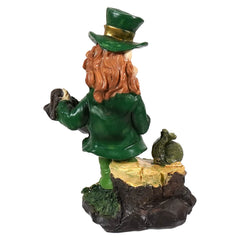 5.25" Resin Leprechaun Statue With Gold Accents