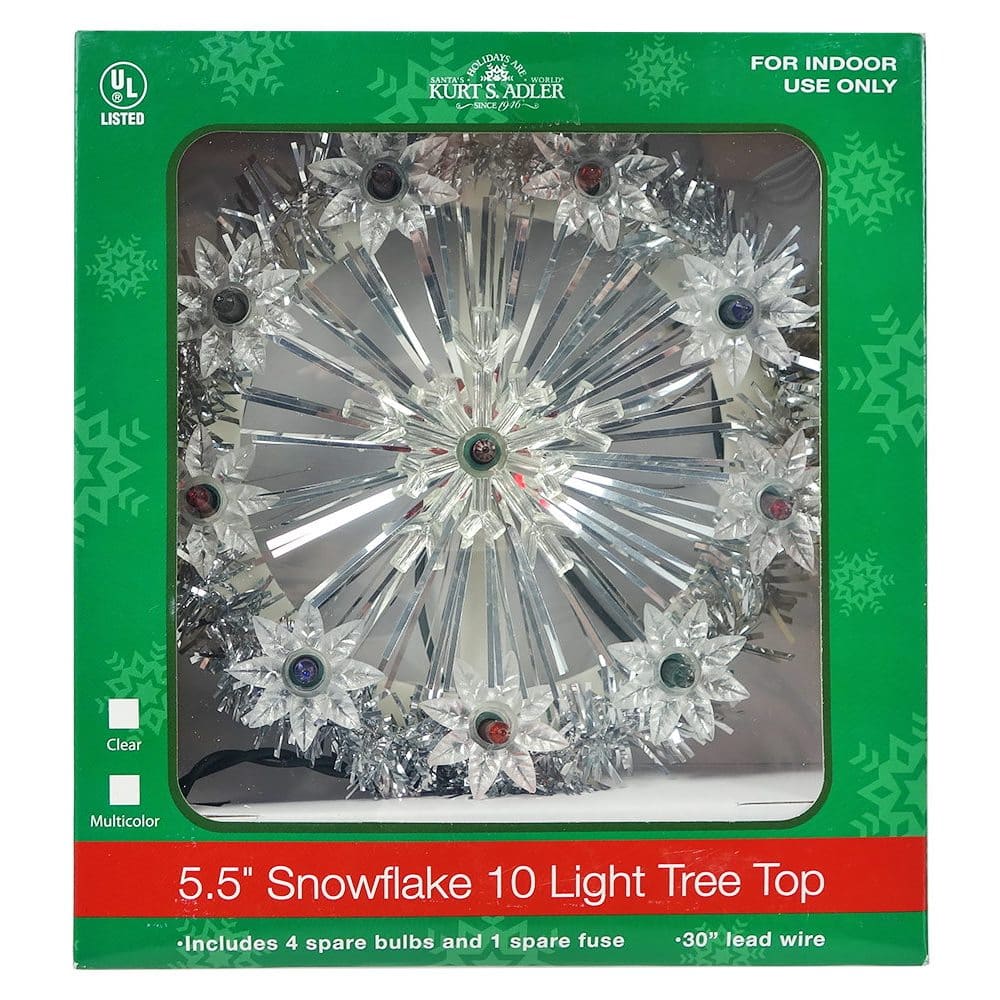 5.5" UL 10L Snowflake With Multicolored Lights Tree Topper