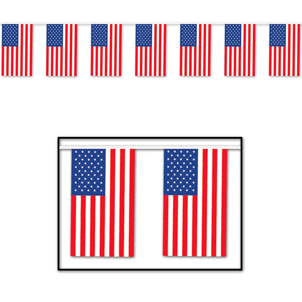 60 Ft American Flag Pennant Banner