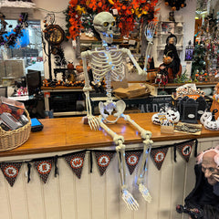 60" Large Lighted Hanging Halloween Moving Eyes Skeleton With Timer