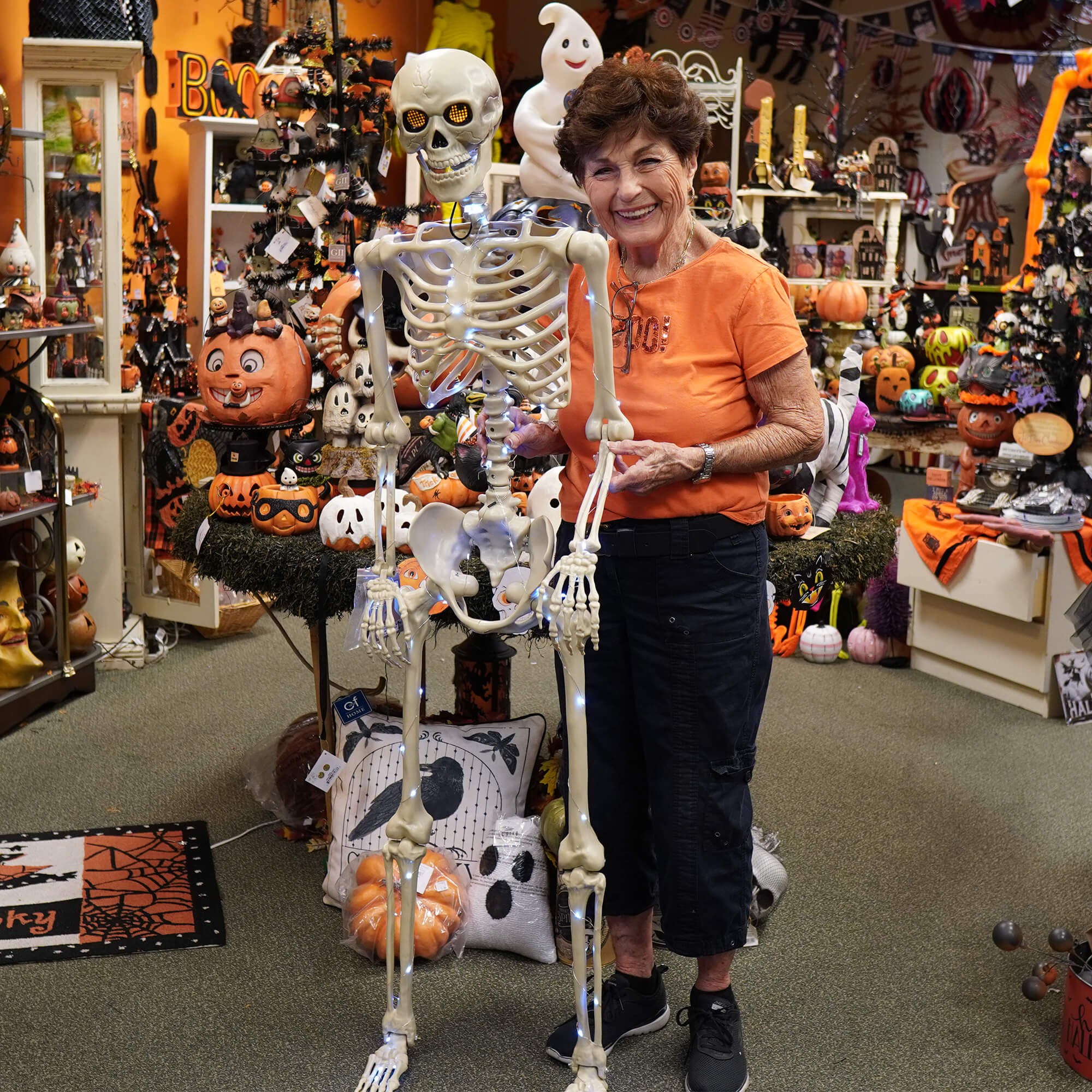 60" Large Lighted Hanging Halloween Moving Eyes Skeleton With Timer