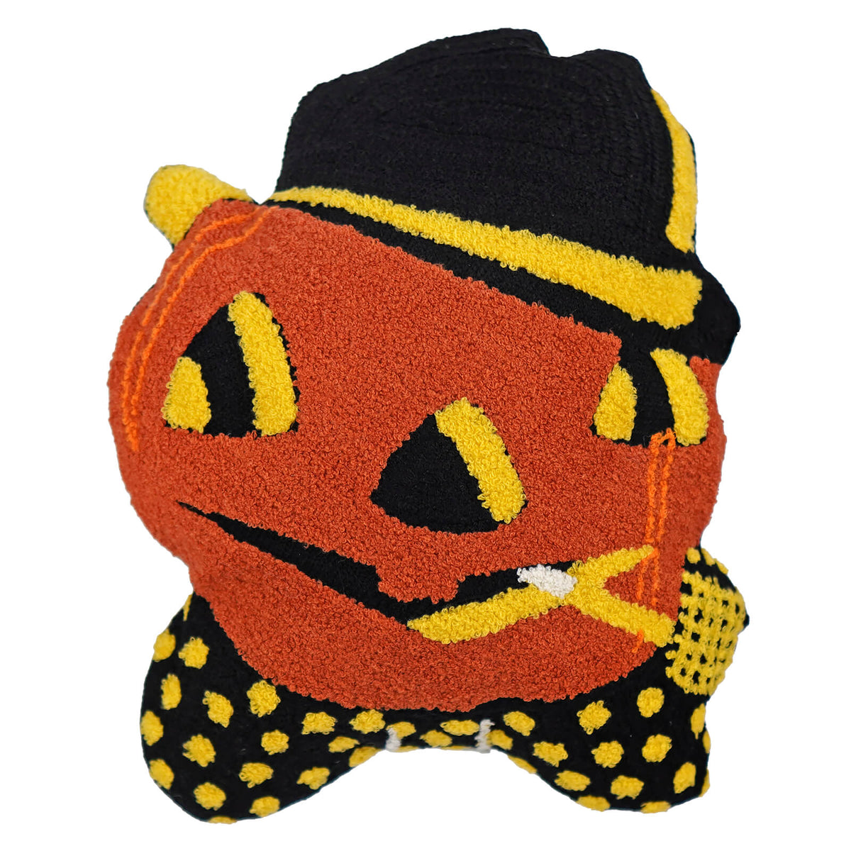 14" Spooky Whimsy Retro Jack-O'-Lantern Shaped Pillow