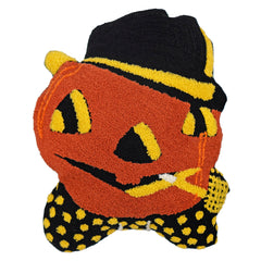 14" Spooky Whimsy Retro Jack-O'-Lantern Shaped Pillow