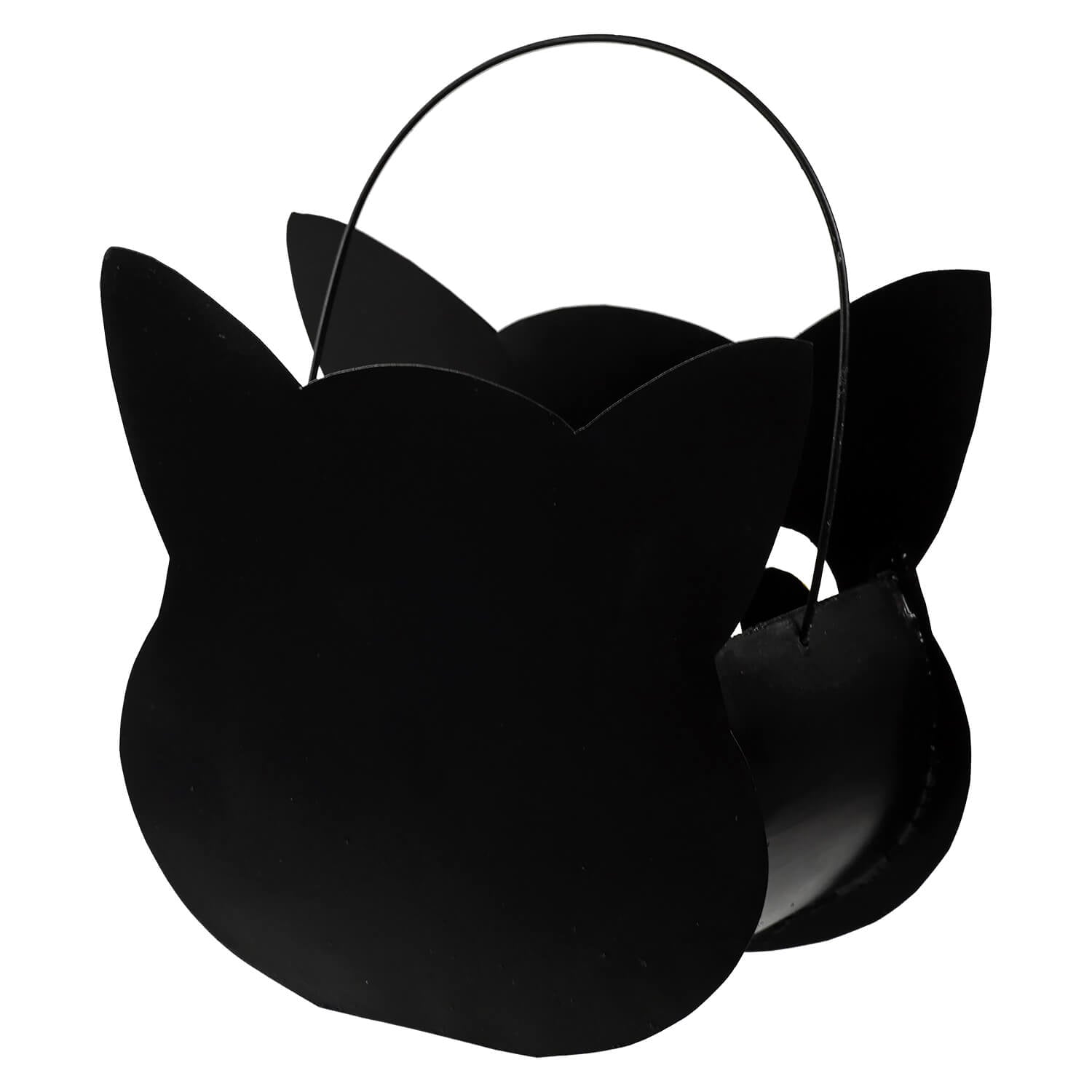 8" Cutout Creeper Black Cat Lantern Bucket