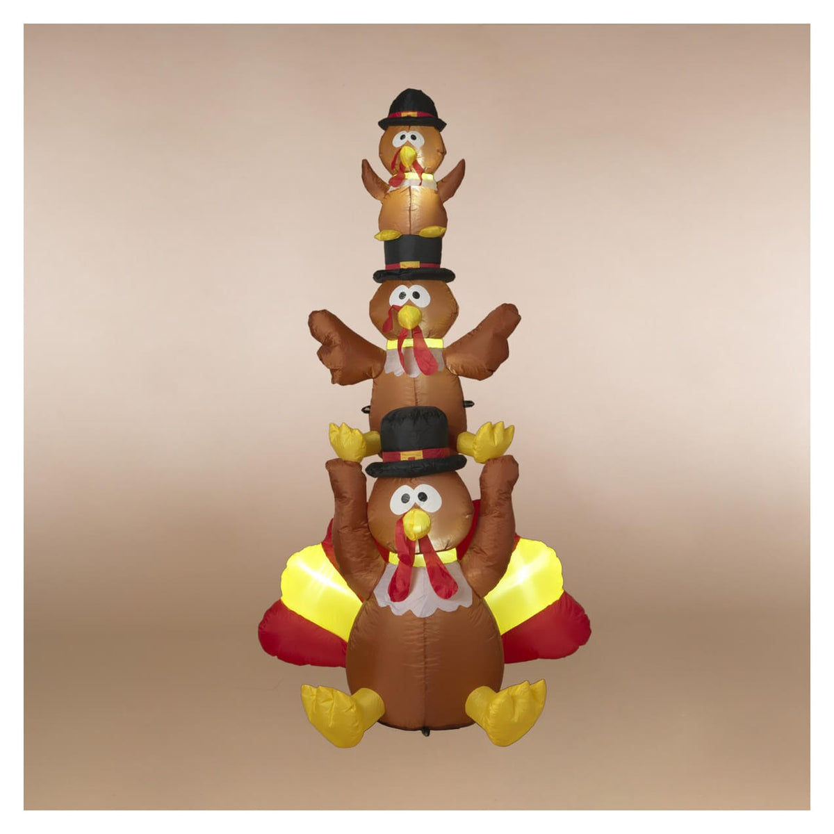 6'H Electric Lighted Inflatable Stacked Turkeys
