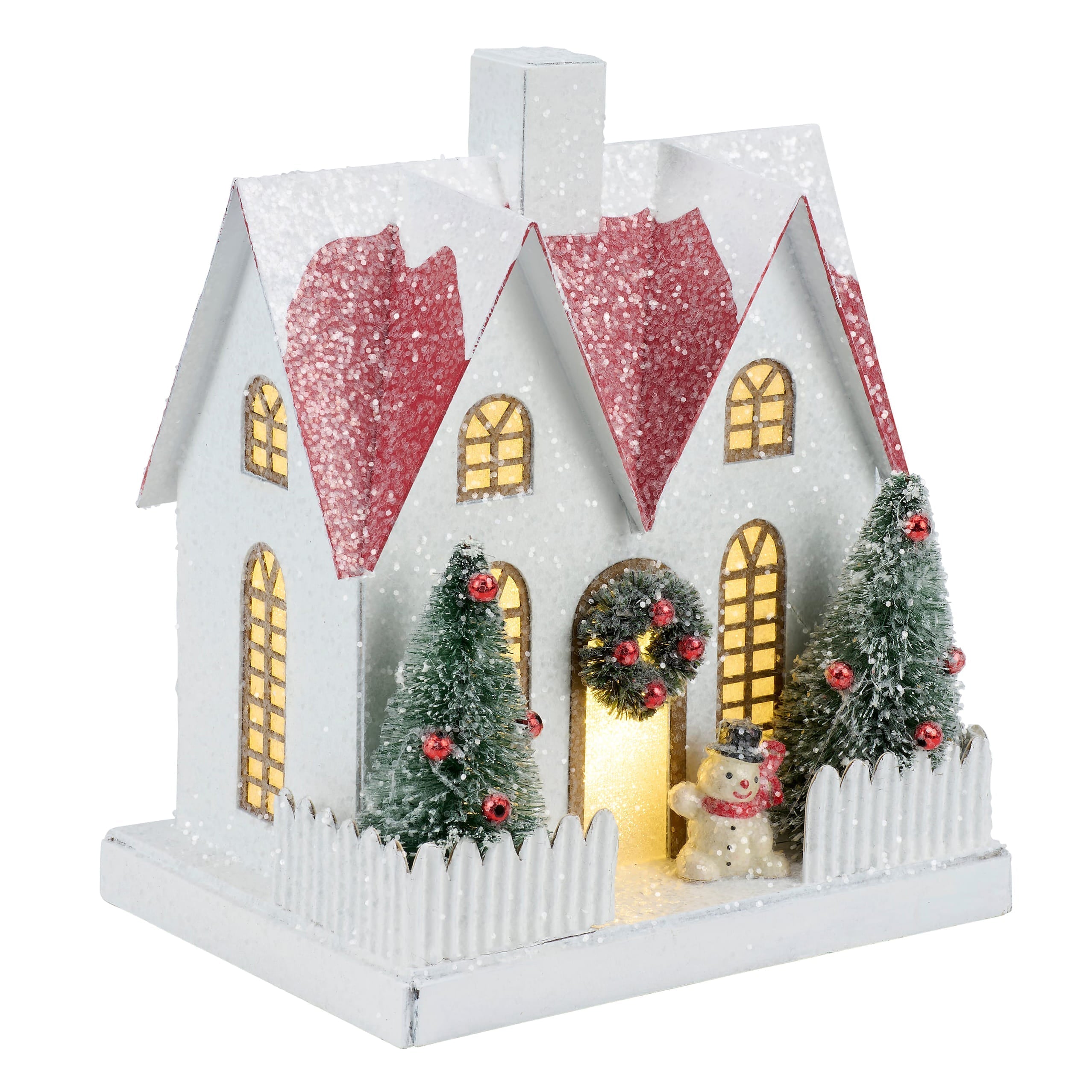 7.25" Lighted Fenced House Sitter