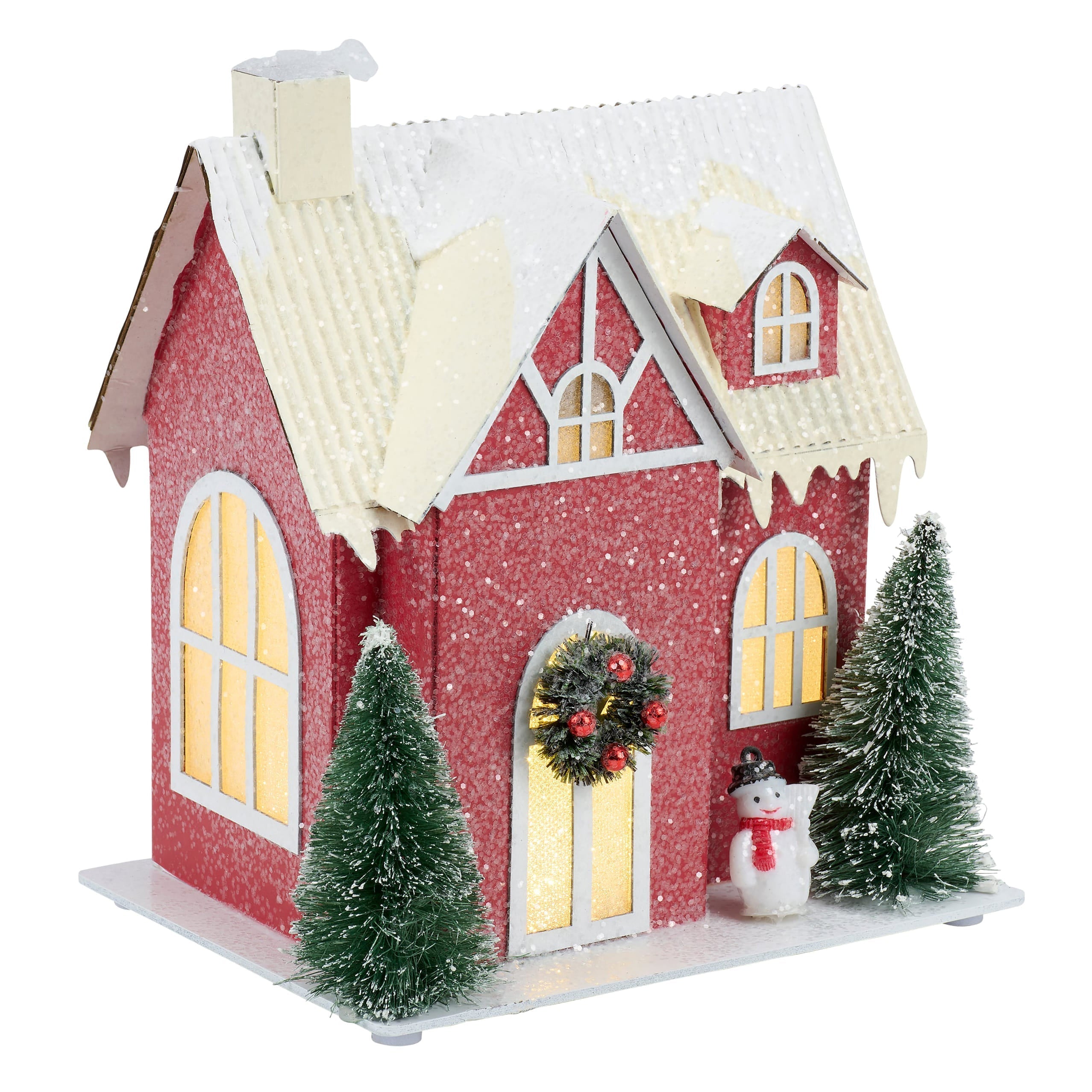 7.25" Lighted Red House Sitter