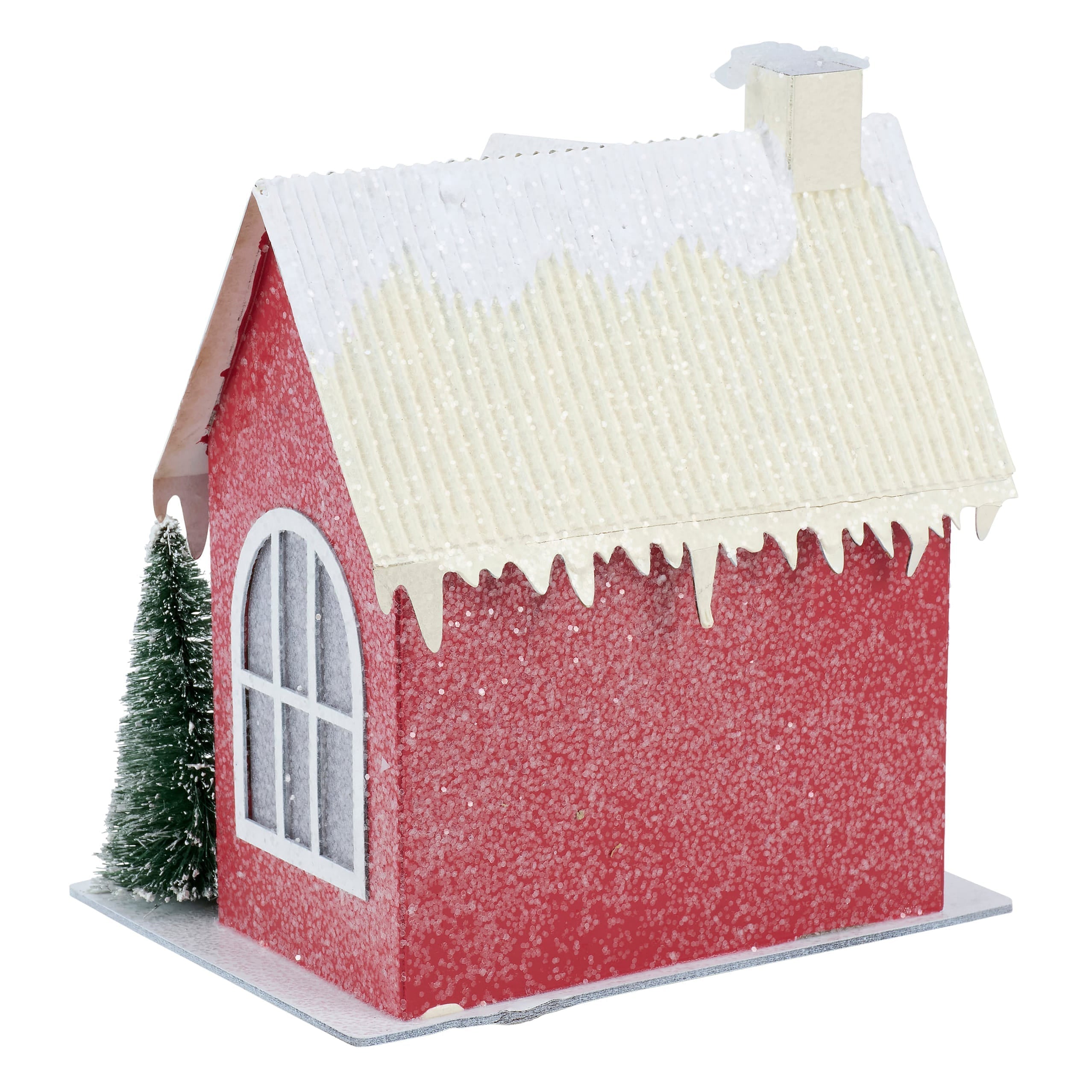 7.25" Lighted Red House Sitter