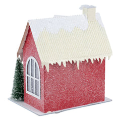 7.25" Lighted Red House Sitter