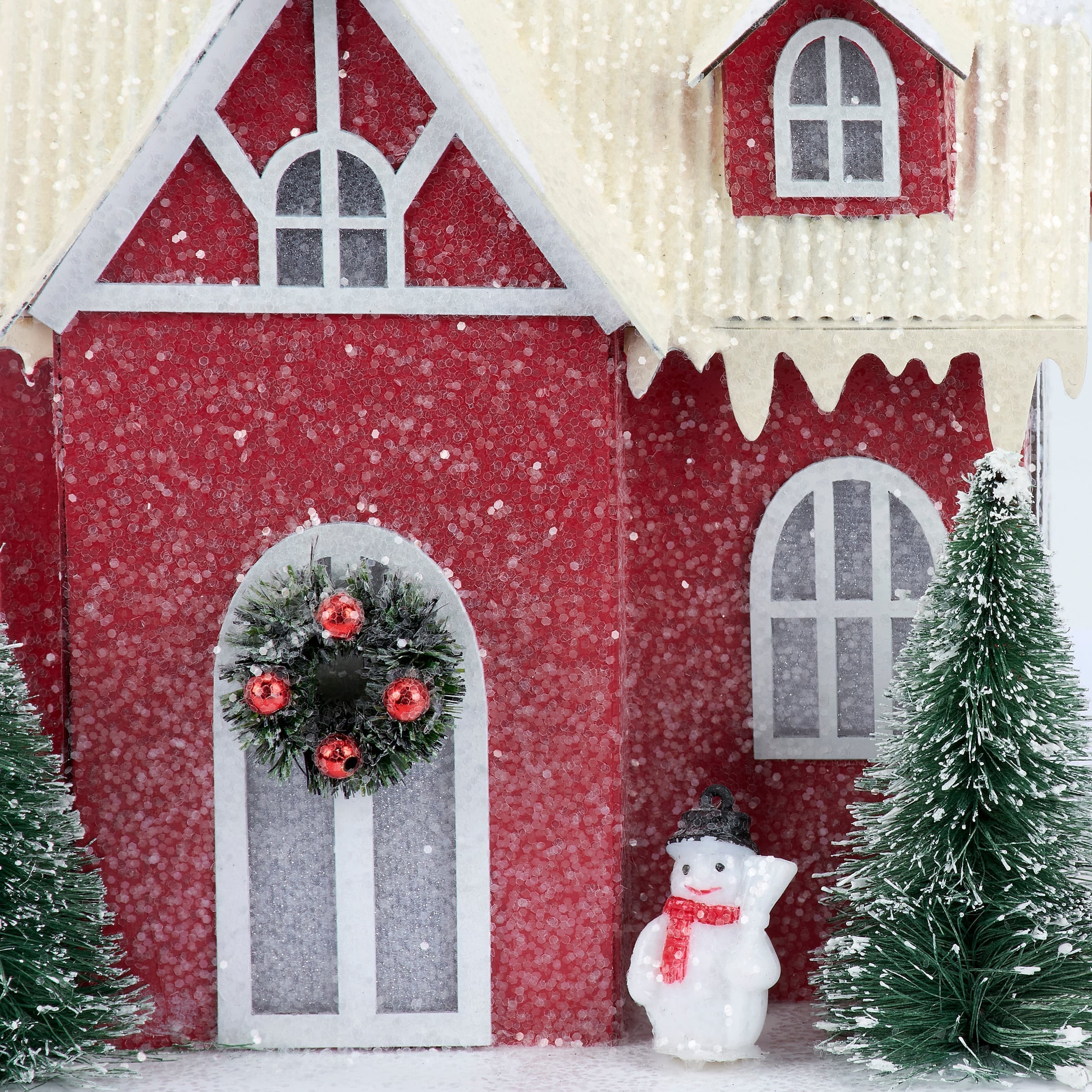 7.25" Lighted Red House Sitter