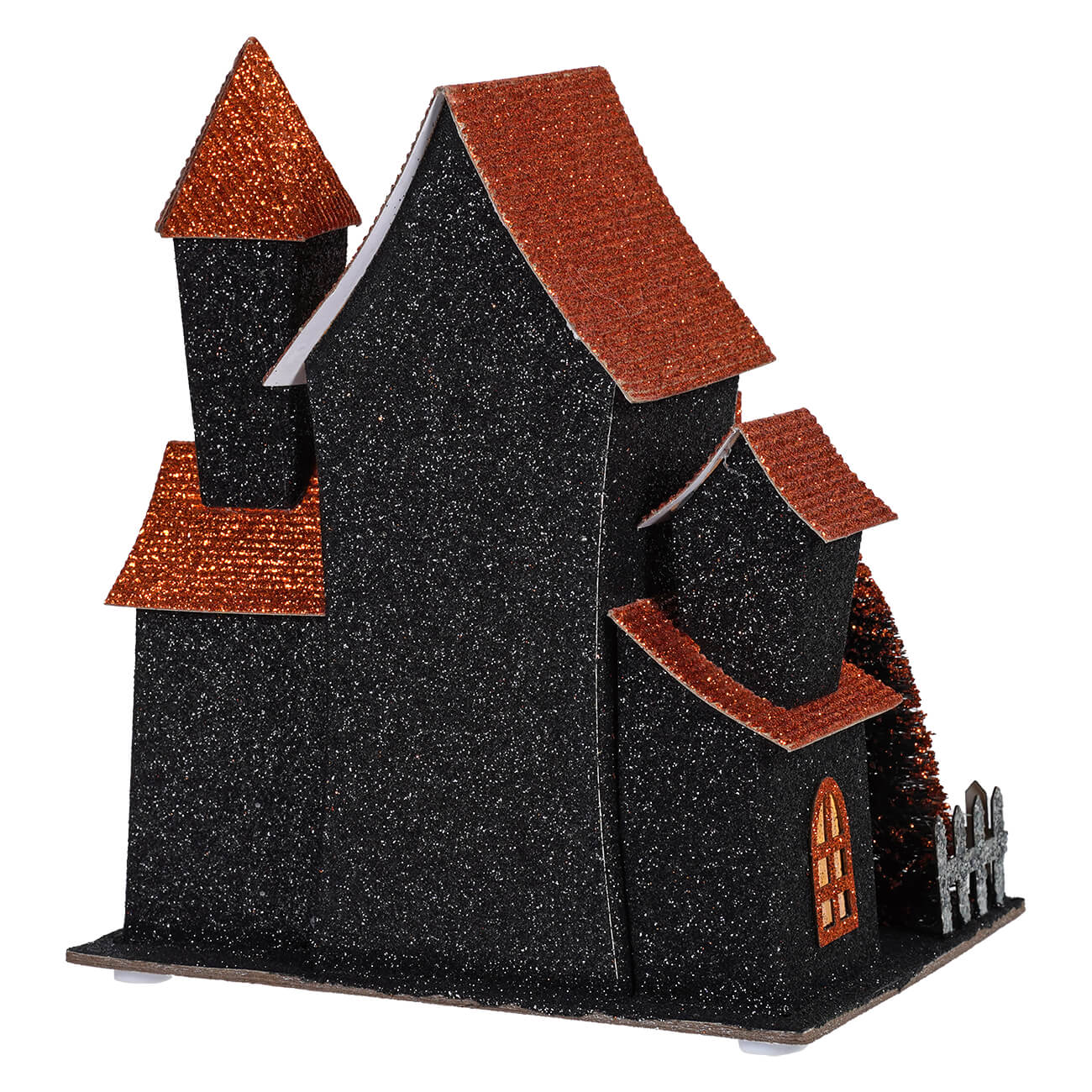 7.5" LED Lighted Black & Orange Halloween Haunted House