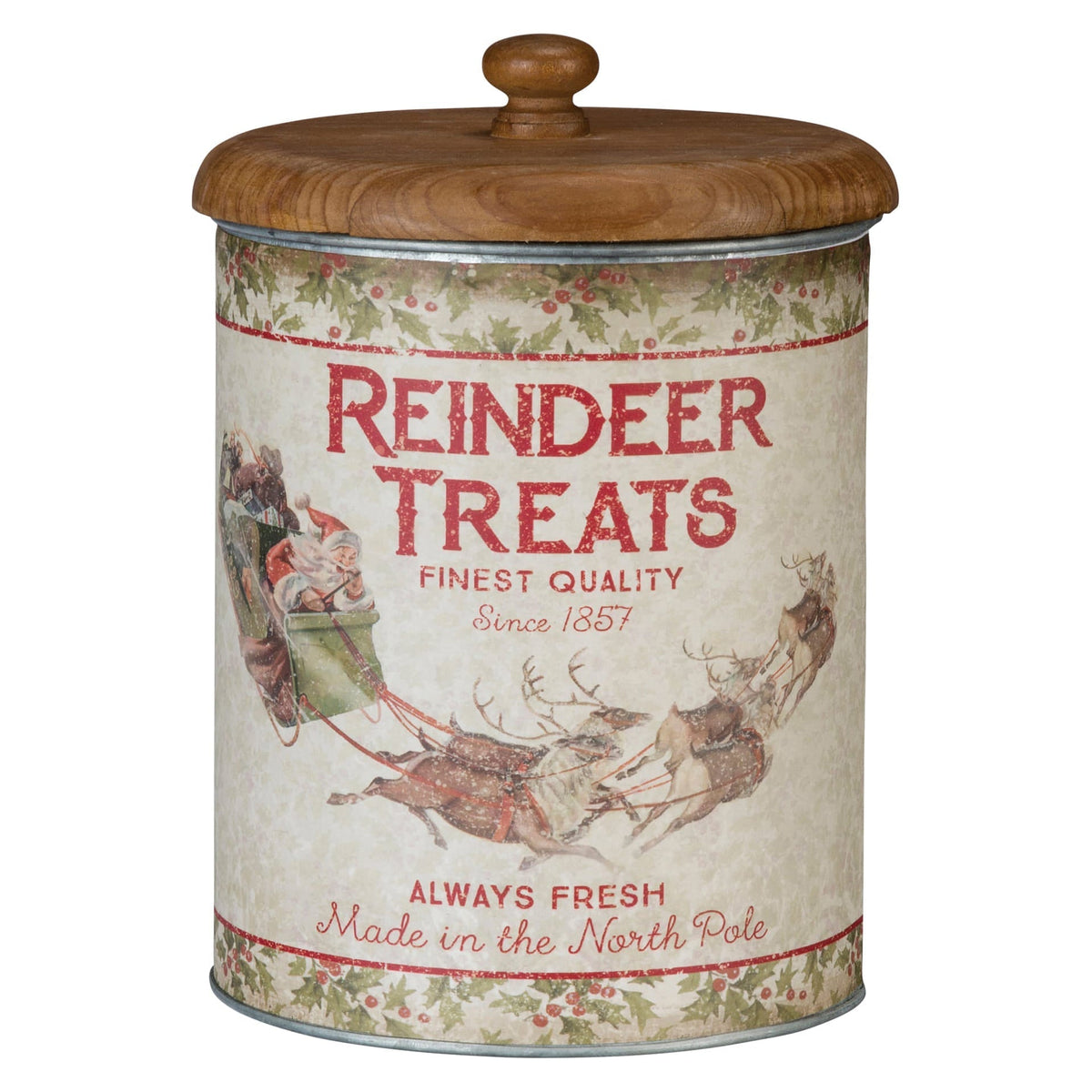 7.5" Vintage Reindeer Treats Canister