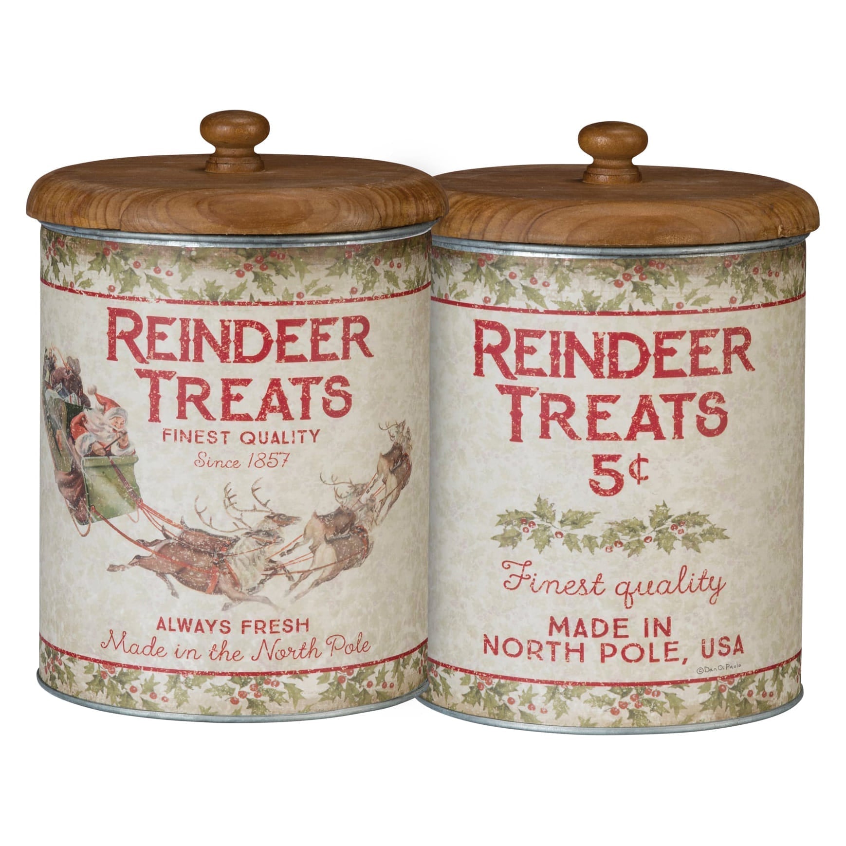 7.5" Vintage Reindeer Treats Canister