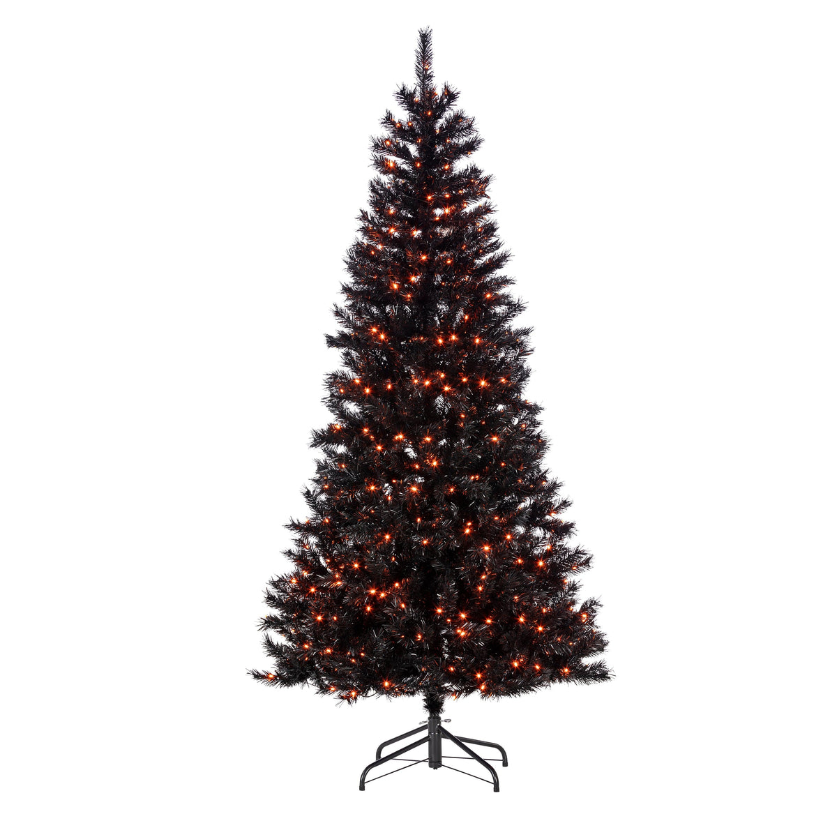 7.5ft Pre-Lit Hinged Black Salem Spruce Tree