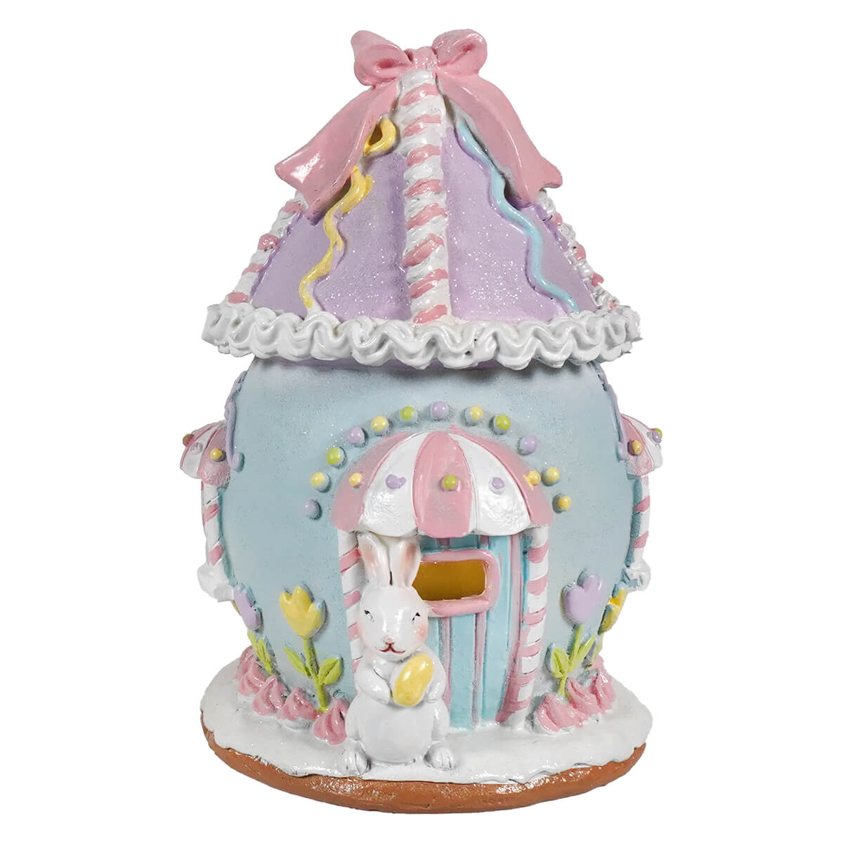 7" Blue Lighted Pastel Easter Bunny House