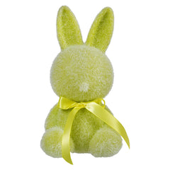 7" Flocked Sitting Green Bunny