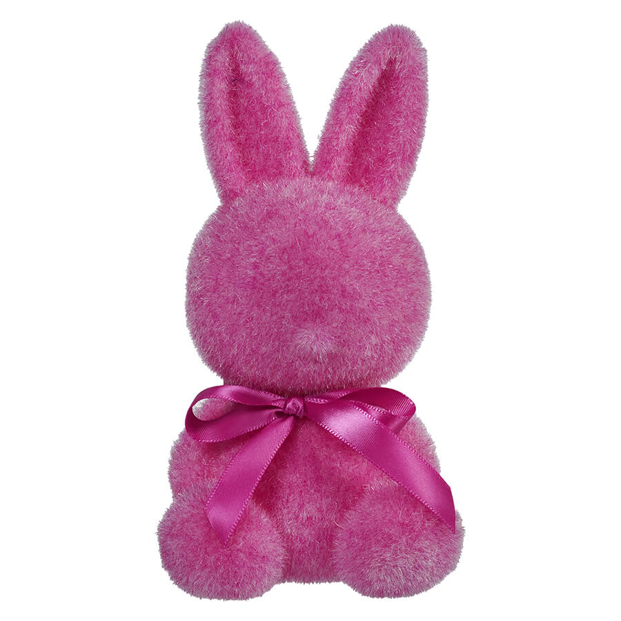 7" Flocked Sitting Hot Pink Bunny