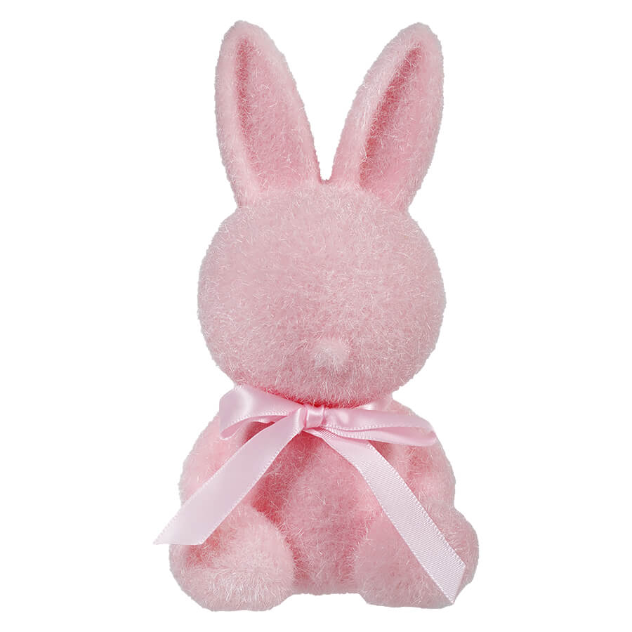7" Flocked Sitting Pink Bunny