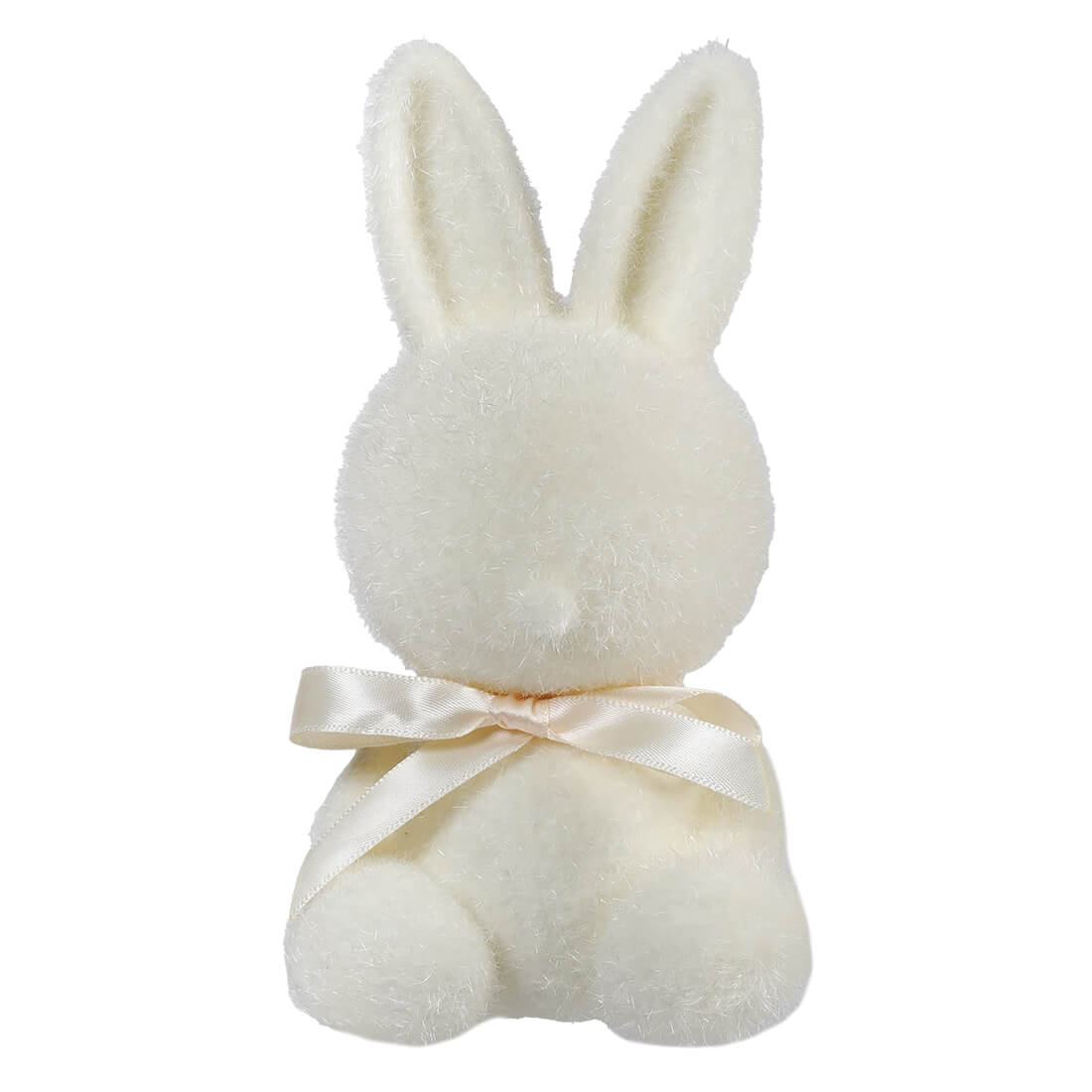 7" Flocked Sitting White Bunny