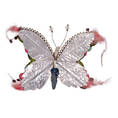 7" Floral Beaded & Glittered Pastel Clip-On Butterfly Ornament