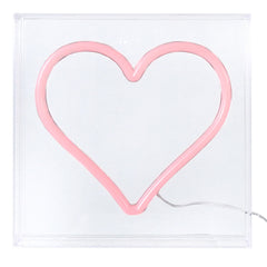 7" Neon Red Heart Electric LED Rope Light Tabletop Decor