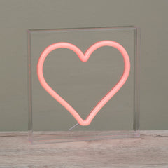 7" Neon Red Heart Electric LED Rope Light Tabletop Decor