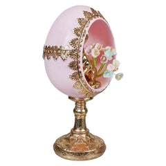 7" Pink & Gold Bunny Egg Pedestal