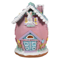 7" Pink Lighted Pastel Easter Bunny House