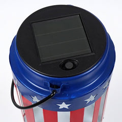 7" Solar Lighted Metal Americana Lanterns Set/3