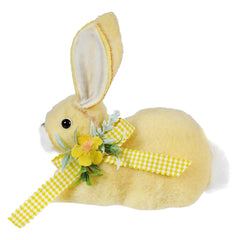 7" Yellow Wool Laying Easter Bunny