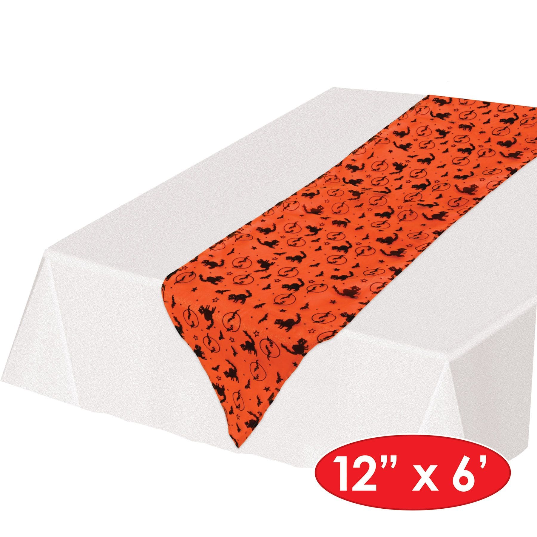 72" Orange Halloween Fabric Table Runner