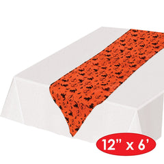 72" Orange Halloween Fabric Table Runner