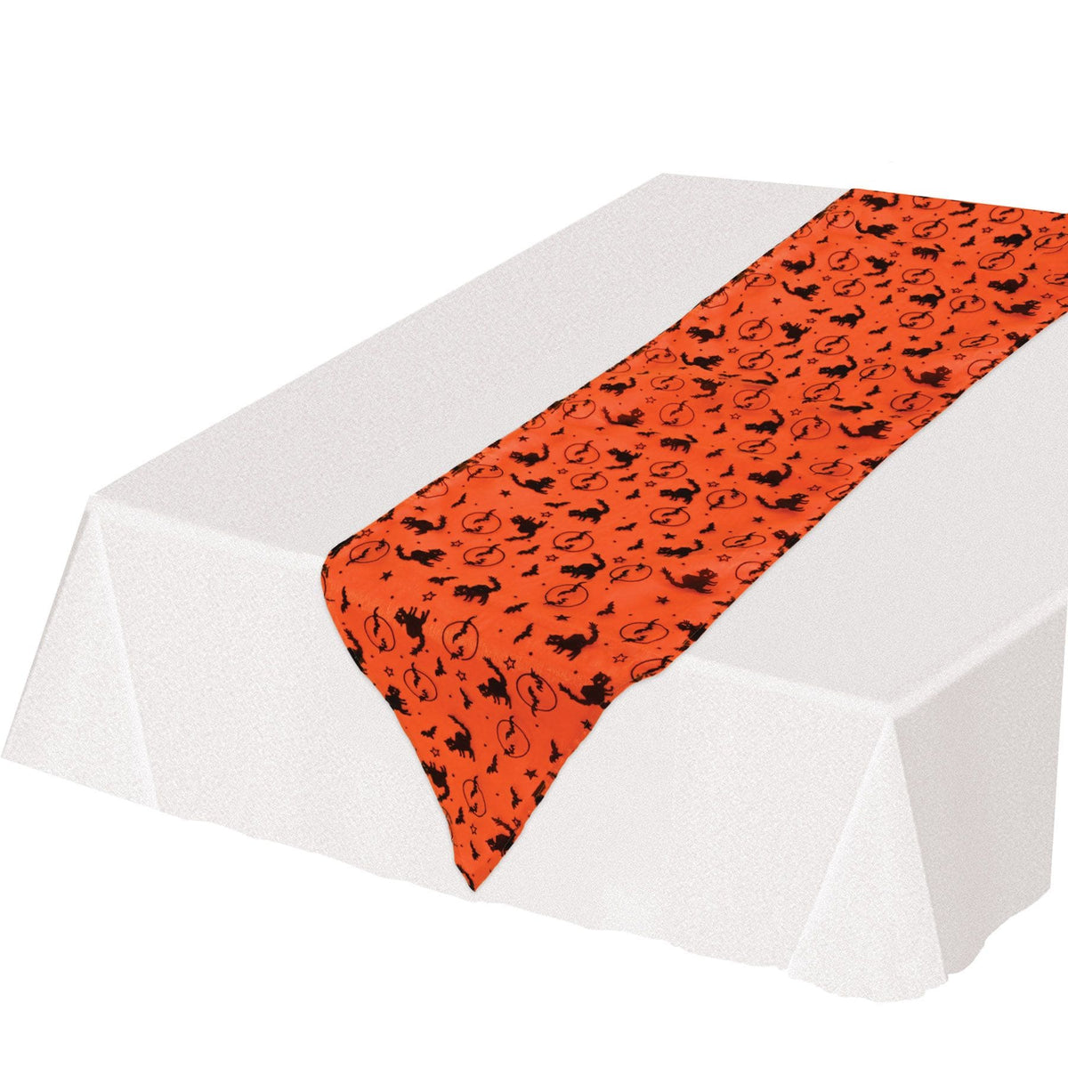 72" Orange Halloween Fabric Table Runner
