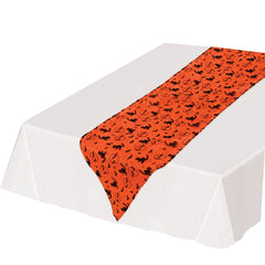 72" Orange Halloween Fabric Table Runner