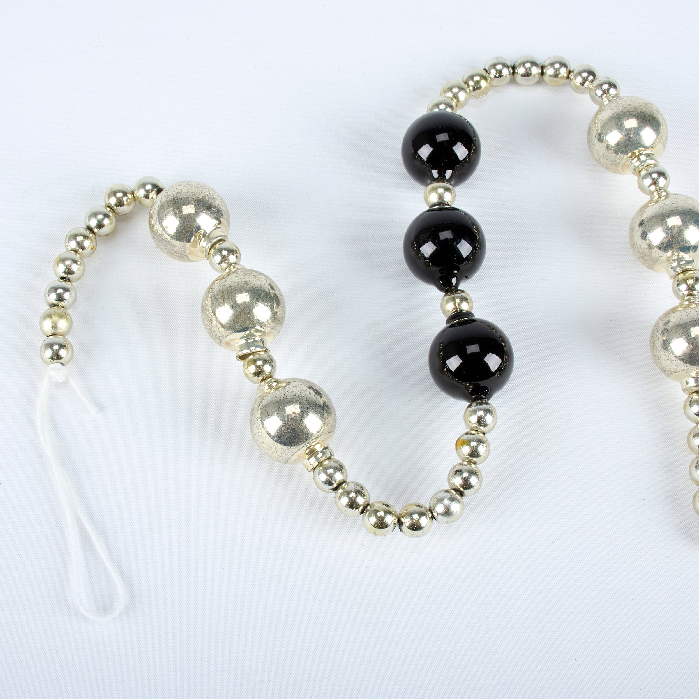 74" Black & Silver Beaded Glass Garland
