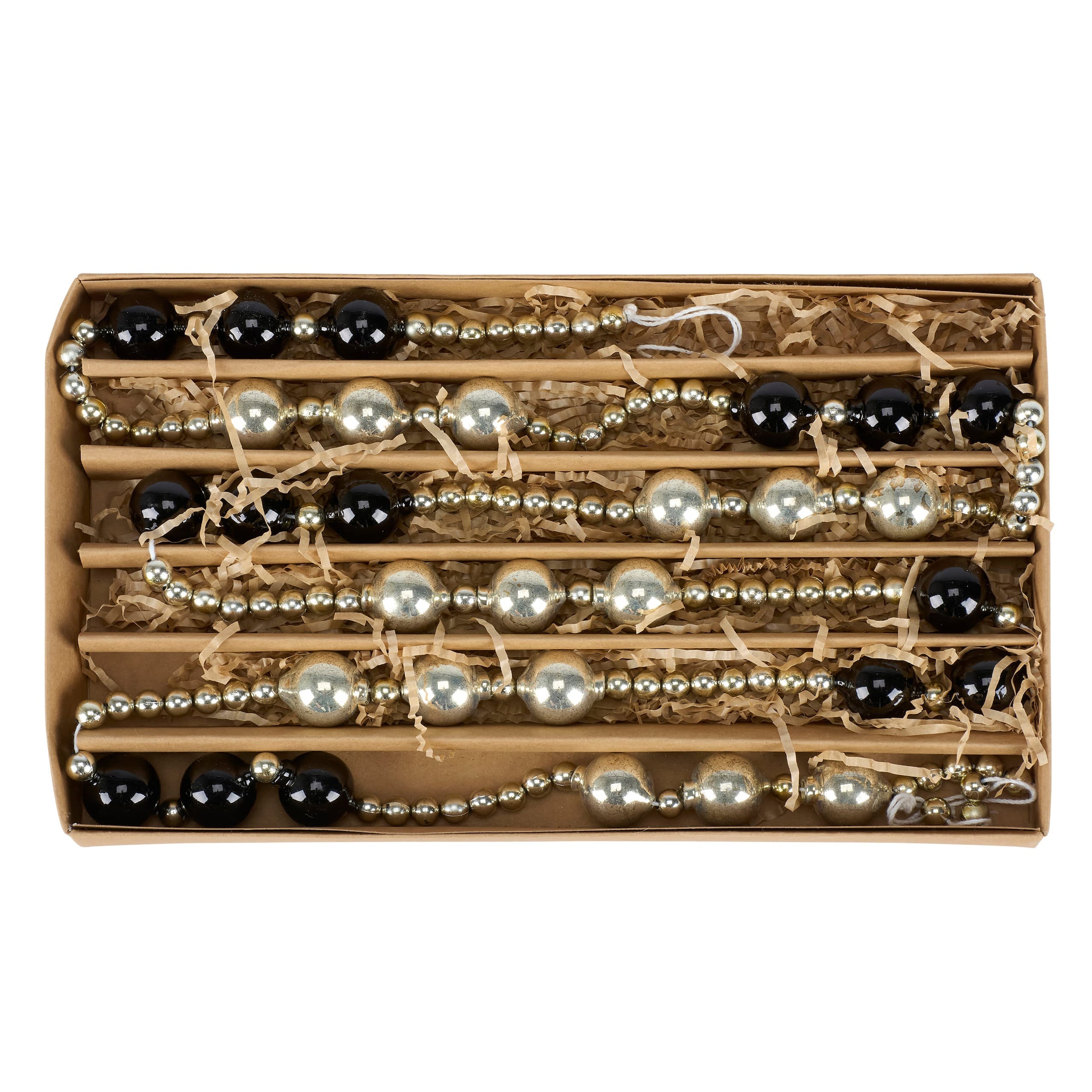 74" Black & Silver Beaded Glass Garland