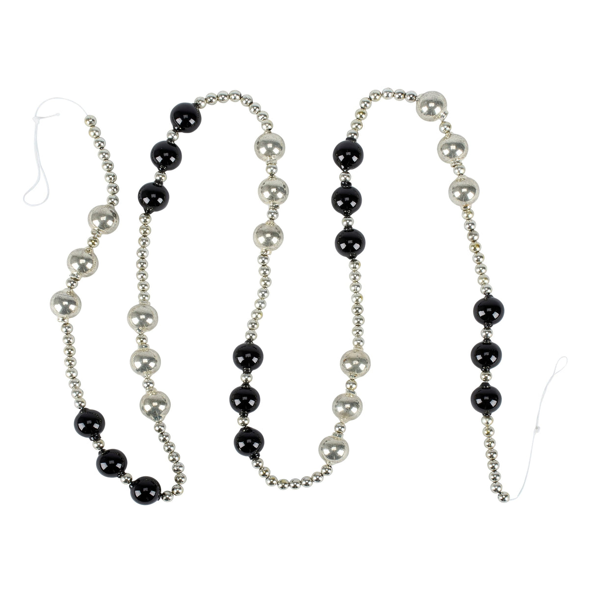 74" Black & Silver Beaded Glass Garland