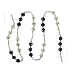 74" Black & Silver Beaded Glass Garland
