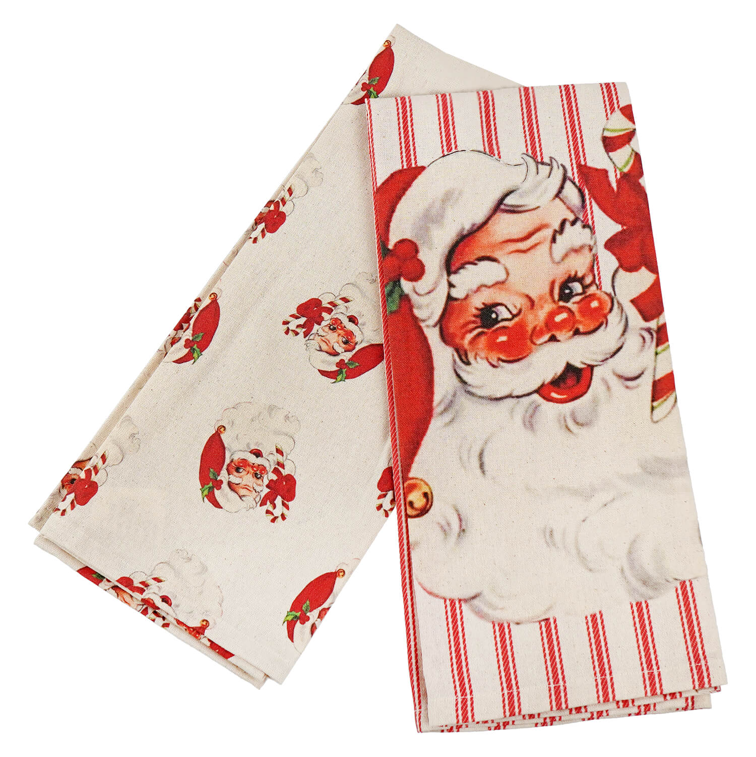 27" Vintage Santa Tea Towels Set/2