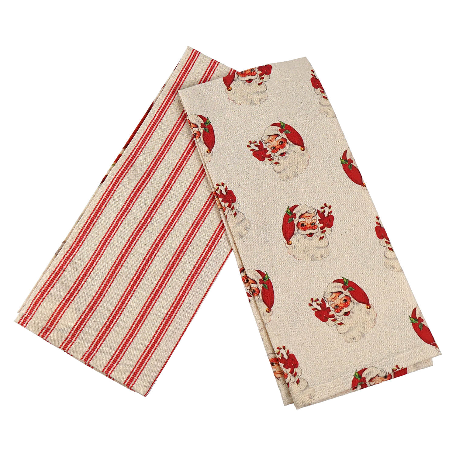 27" Vintage Santa Tea Towels Set/2