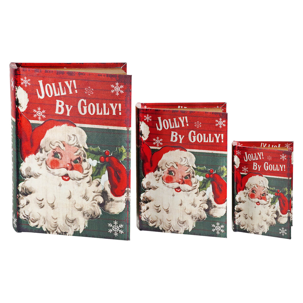 "Jolly! By Golly!" Santa Nested Book Boxes Set/3