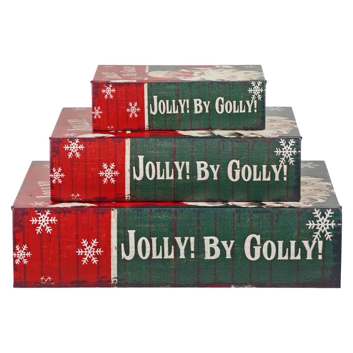 "Jolly! By Golly!" Santa Nested Book Boxes Set/3