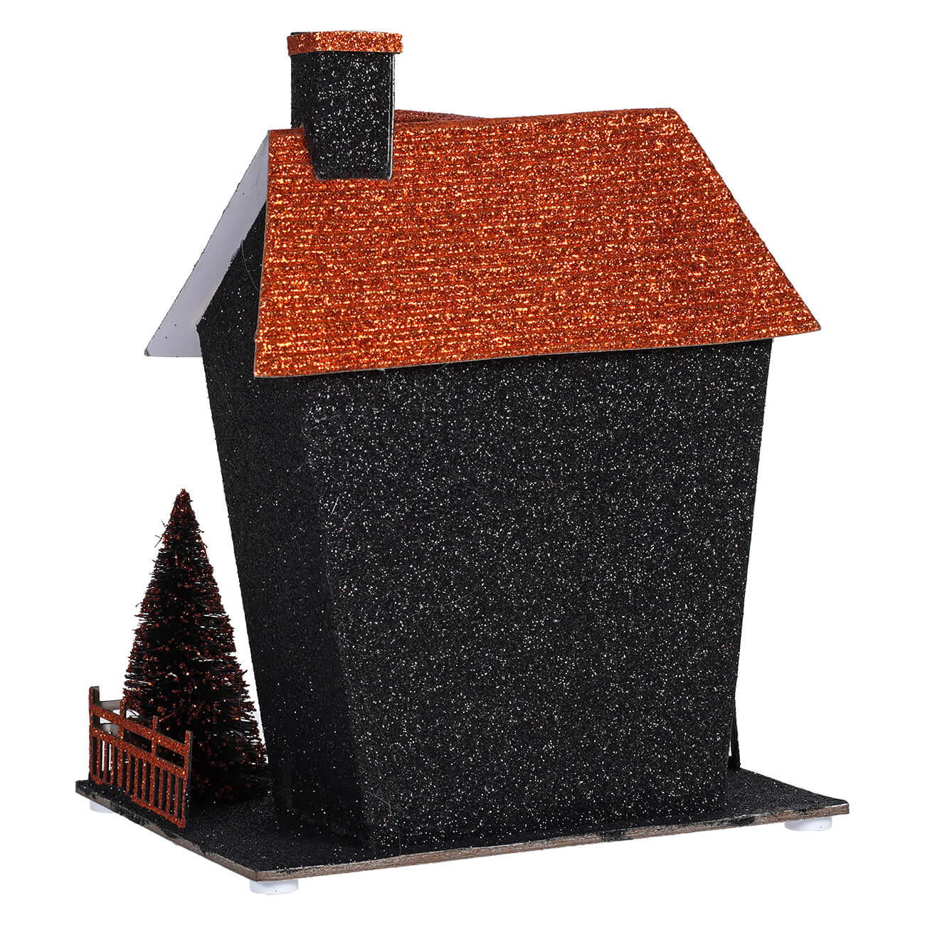 8.25" LED Lighted Black & Orange Halloween Haunted House