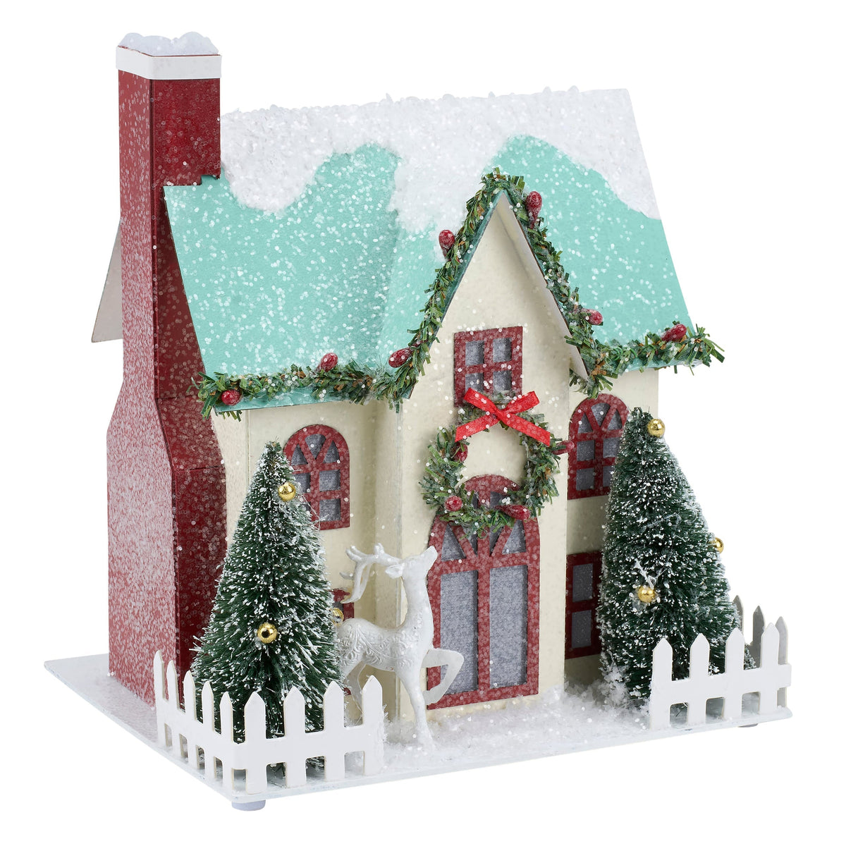 8.25" Lighted Wreath House Sitter