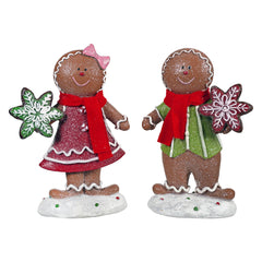 8.5" Resin Gingerbread Cookie Couple Set/2
