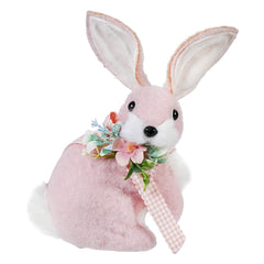 8" Pink Wool Sitting Easter Bunny