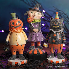 8" Resin Retro Jack-O'-Lantern Costume Trick-Or-Treater Figurine